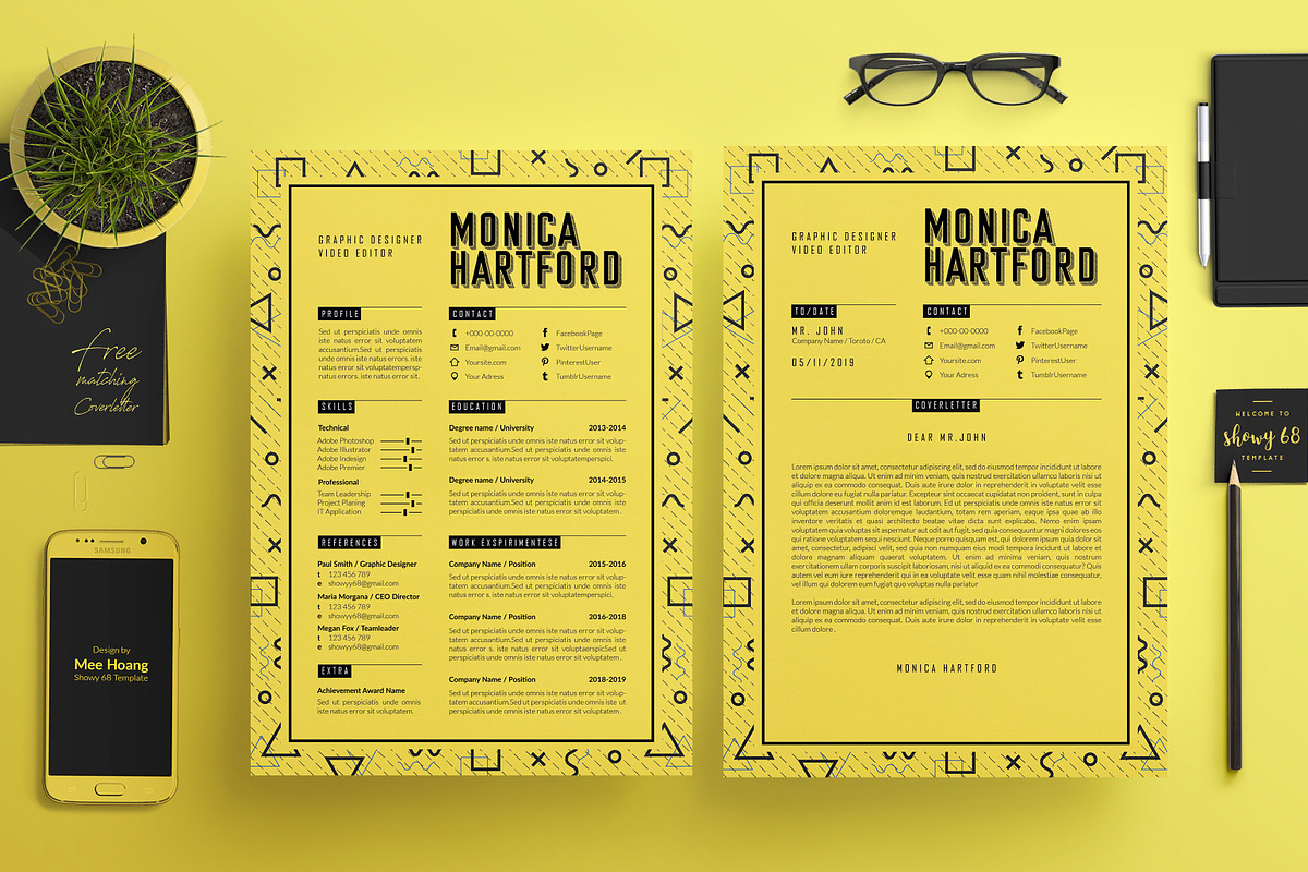 Retro Resume Template /Coverletter M, a Resume Template by Showy68 Template (Photo 5 of 5)