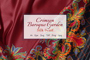 Crimson Baroque Garden Silk Scarf, an Object Graphic by ilustrinna (Thumbnail 1 of 10)