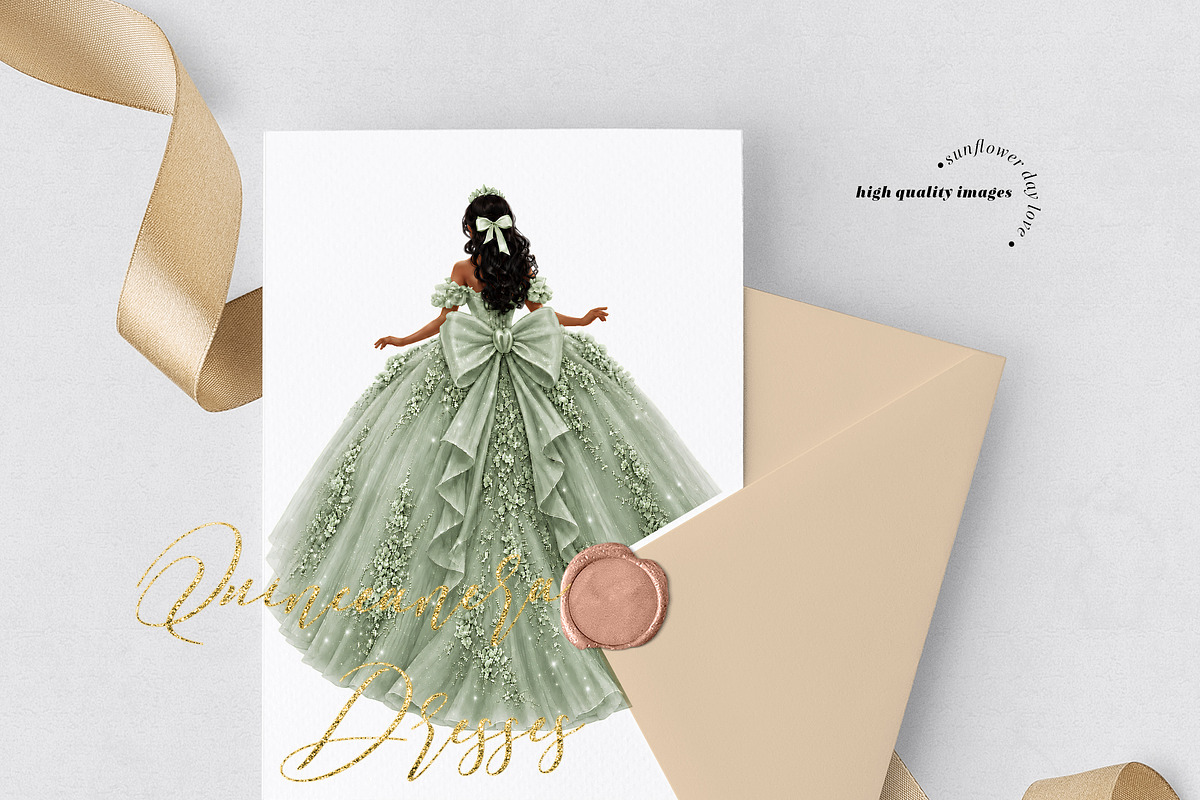 Sage Green Tan skin Princess Clipart, a Person Illustration by Sunflower Day Love (Photo 2 of 3)