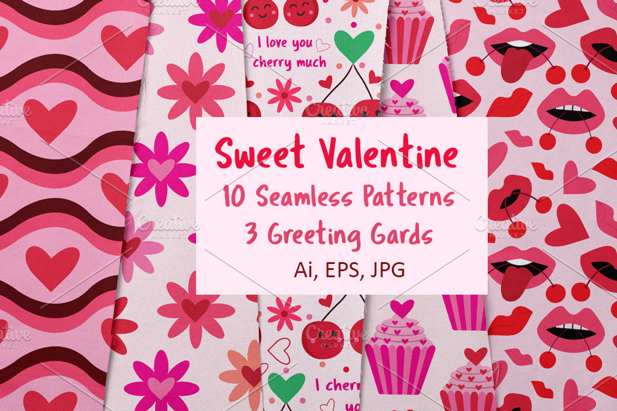 Sweet Valentine  Collection Set, a Pattern Graphic by Yasmine Patterns (Photo 1 of 8)