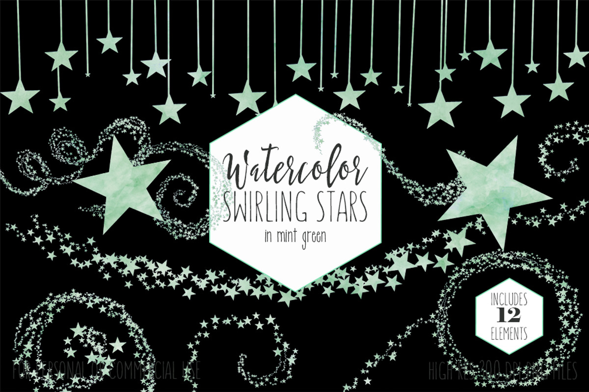 Mint Green Cute Watercolor Stars, an Illustration by ClipartBrat Graphics (Photo 2 of 5)