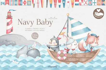 Baby Sailor - Watercolor Clipart, an Illustration by GauSilvaStudio