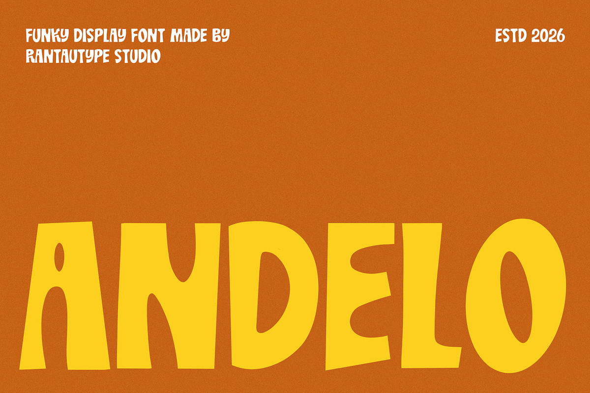 Andelo Funky Display Font, a Handwritten Font by RantautypeStudio (Photo 1 of 15)