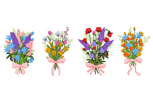 Summer bouquets set with wildflowers, an Object Illustration by art PVP - market