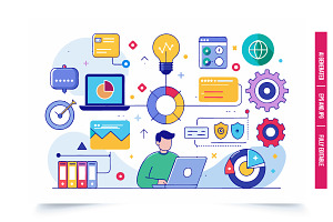 Laptop & Business Charts, an Illustration by Tanuart