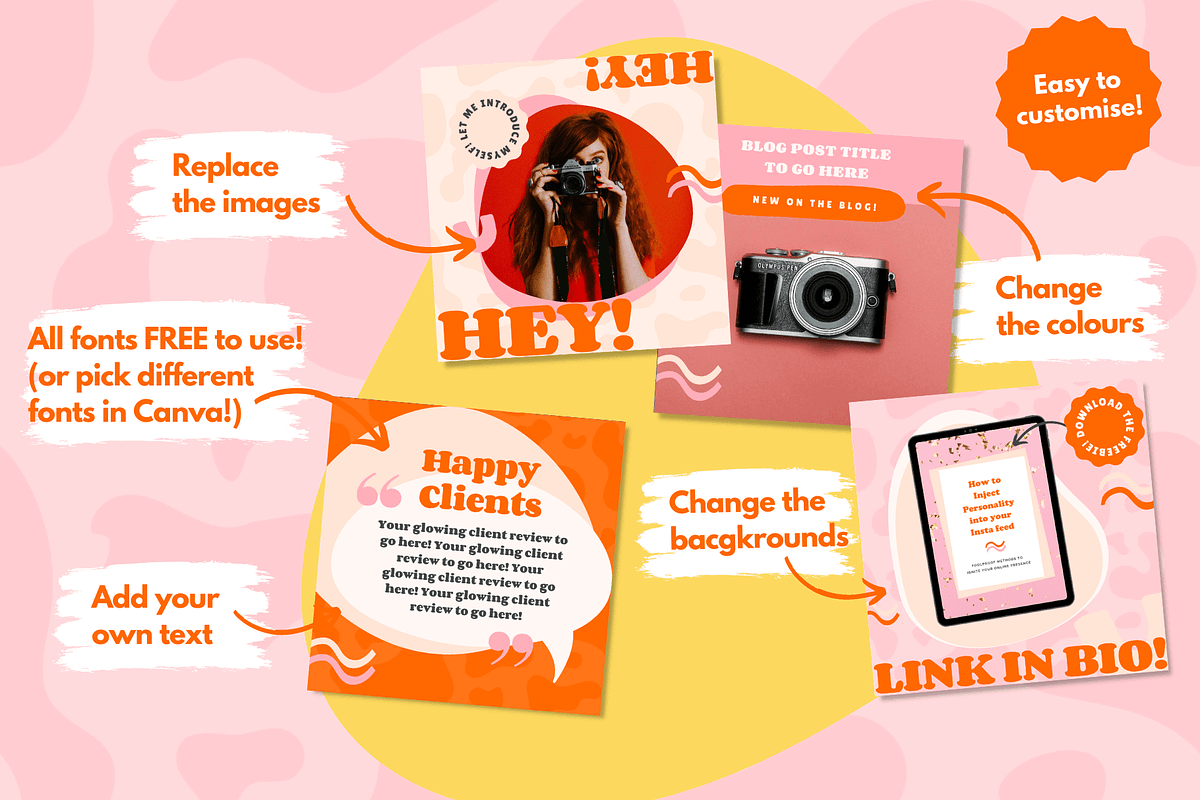 Bold Canva Instagram Post Templates, a Social Media Template by Kurly Creative (Photo 3 of 9)