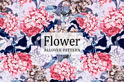 Pink Hydrangea Floral Seamless Tile, a Pattern Graphic by Gullenda (Thumbnail 1 of 6)