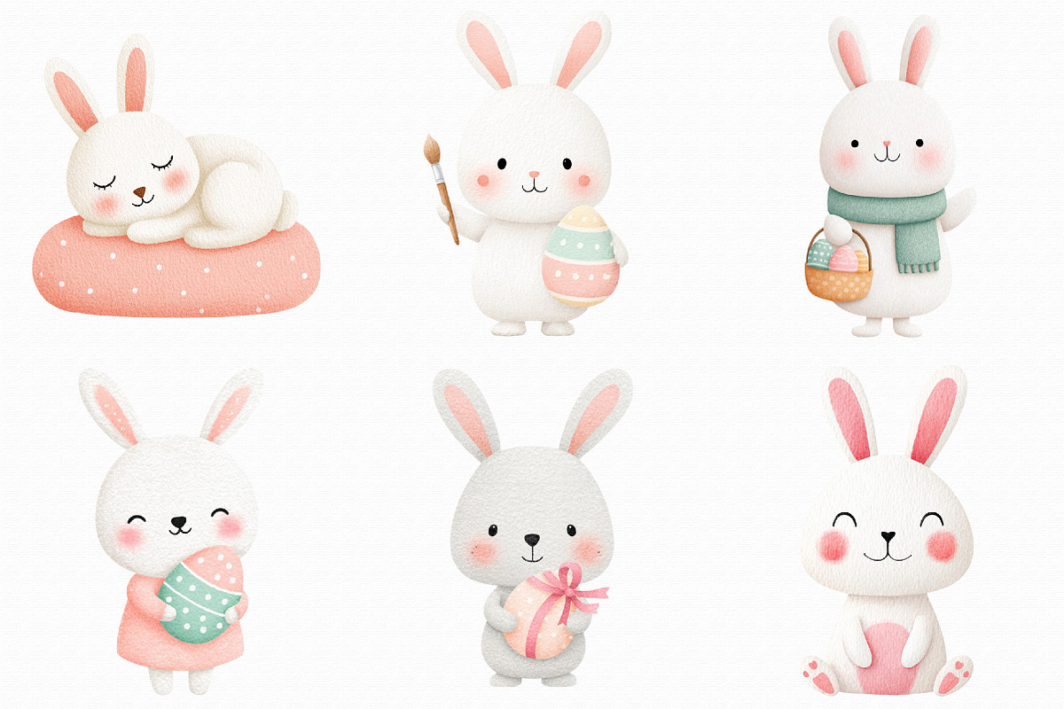 Watercolor Easter Bunny Clipart, an Illustration by Libby Wishes (Photo 6 of 6)