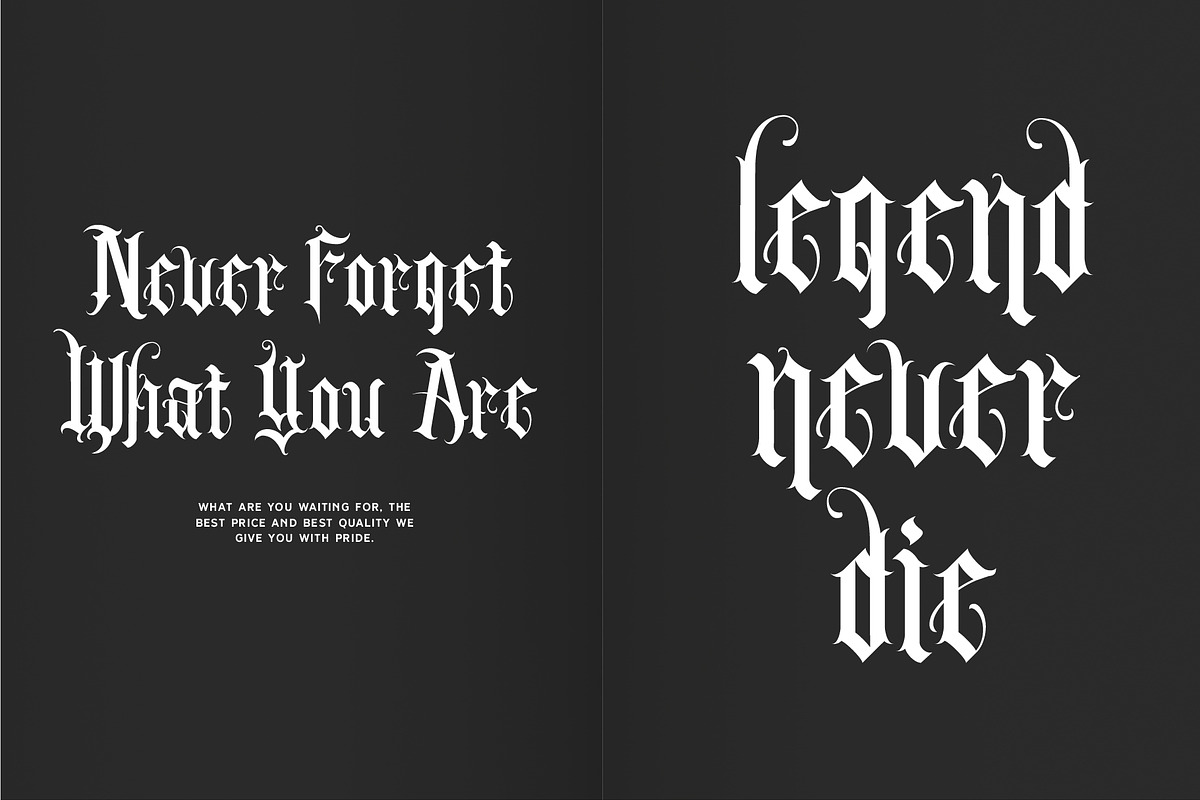 Black letter tattoo font preview 4