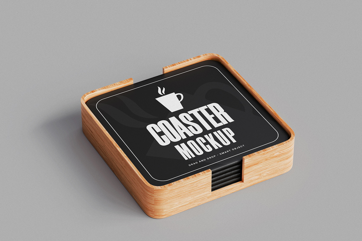 Square Coaster Mockup, a Household Mockup by Brand Earth (Photo 2 of 4)