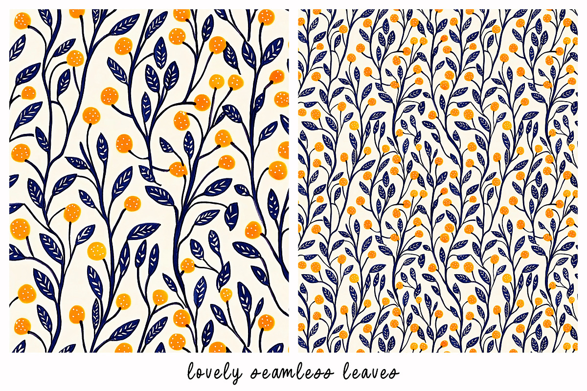 12 Seamless Elegant Leaf Patterns, a Pattern Graphic by DesignRocket (Photo 6 of 13)