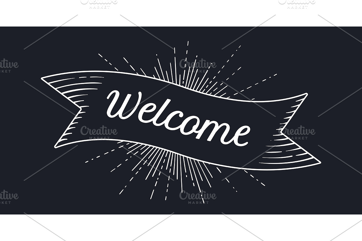 Welcome. Banner ribbon, an Object Illustration by Foxys Graphic (Photo 1 of 3)