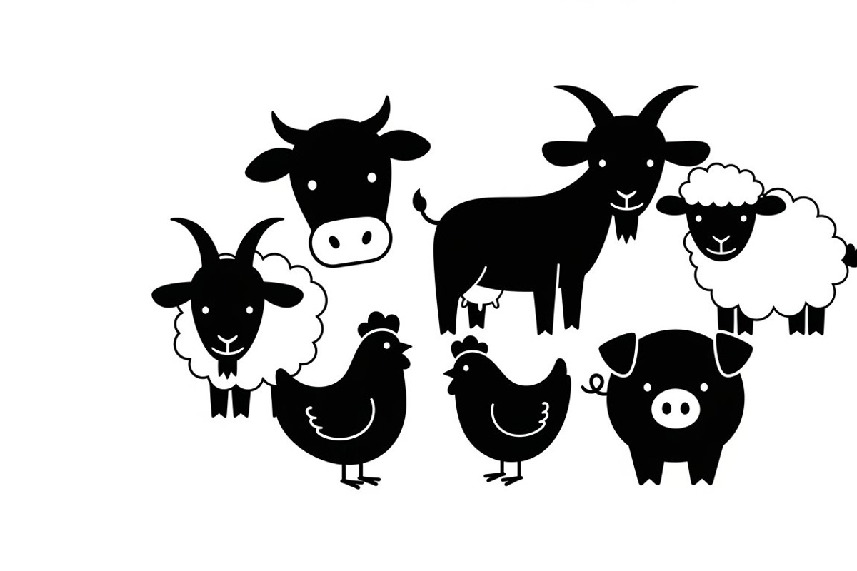 Cute Farm Animal Silhouette Bundle, an Illustration by hafijul (Photo 27 of 51)