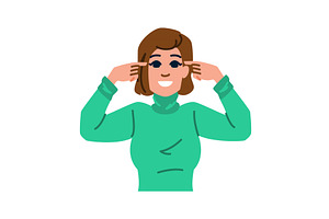 Young woman pointing at her temples, an Illustration by pikepicture