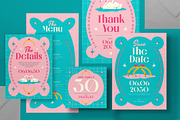 Pink Mid Century Wedding Invitation, a Card Template by graphicook (Thumbnail 2 of 3)