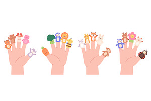 Finger puppets. Cute toys on, an Illustration by LadadikArt
