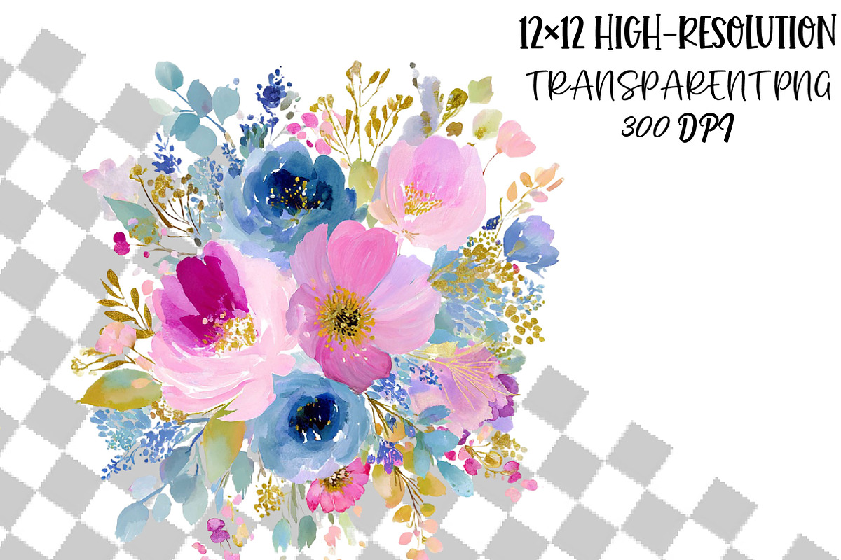 Pastel floral clipart set, an Object Illustration by DreamCafeArt (Photo 2 of 6)