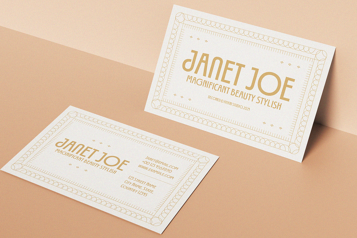Deconeu Modern Art Deco Typeface, a Sans Serif Font by Aiyari (Photo 8 of 10)