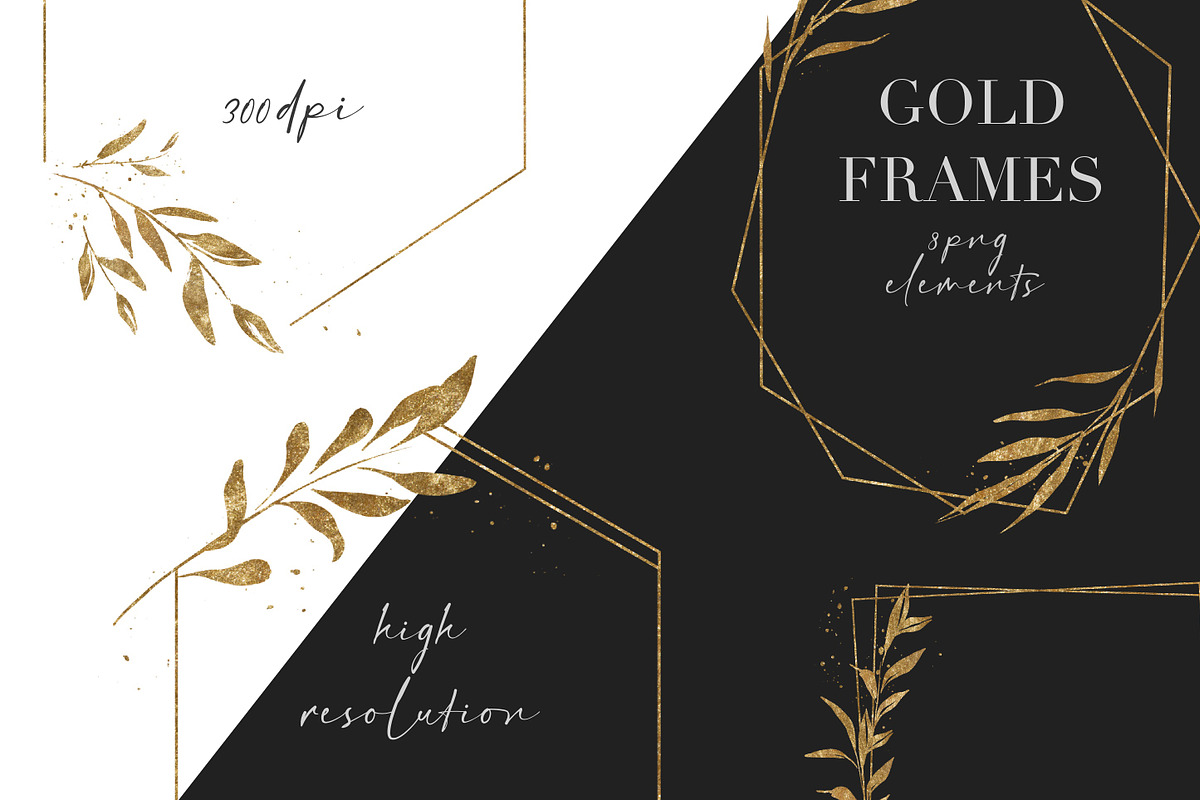 Gold Frames Clipart Floral  PNG, an Illustration by LuiDesignStudio (Photo 4 of 4)