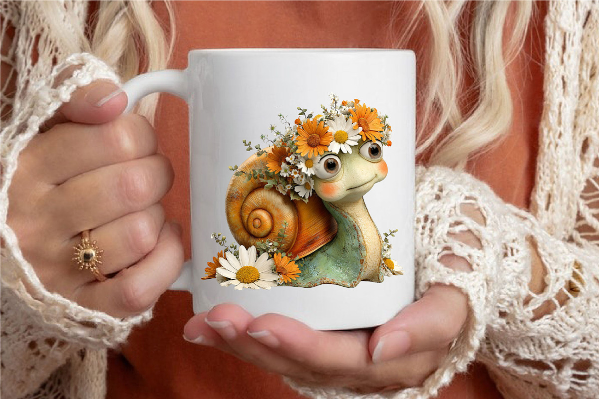 Whimsical Daisy Snail Clipart, a Seasonal Illustration by designcity5 (Photo 5 of 5)