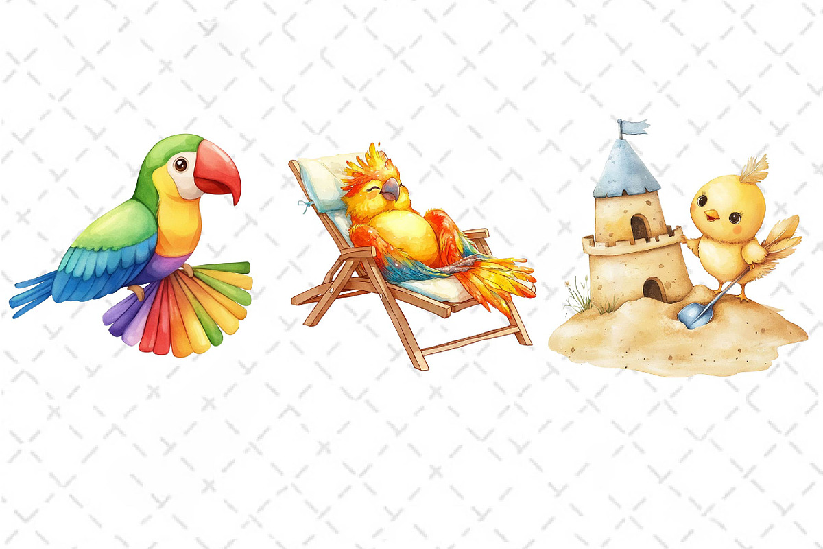 Quirky Whimsical Summer Bird Clipart, an Illustration by Dream Creation (Photo 6 of 6)
