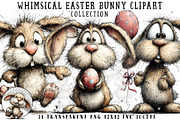 Whimsical Easter Bunny Clipart, an Illustration by OK Design (Thumbnail 1 of 6)