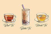 Tea Drinks set. Vector illustrations, a Food Illustration by Svitlo illustrations (Thumbnail 4 of 6)