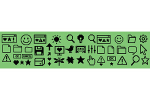 Retro pixel art user interface icons, a Technology Illustration by ZinetroN