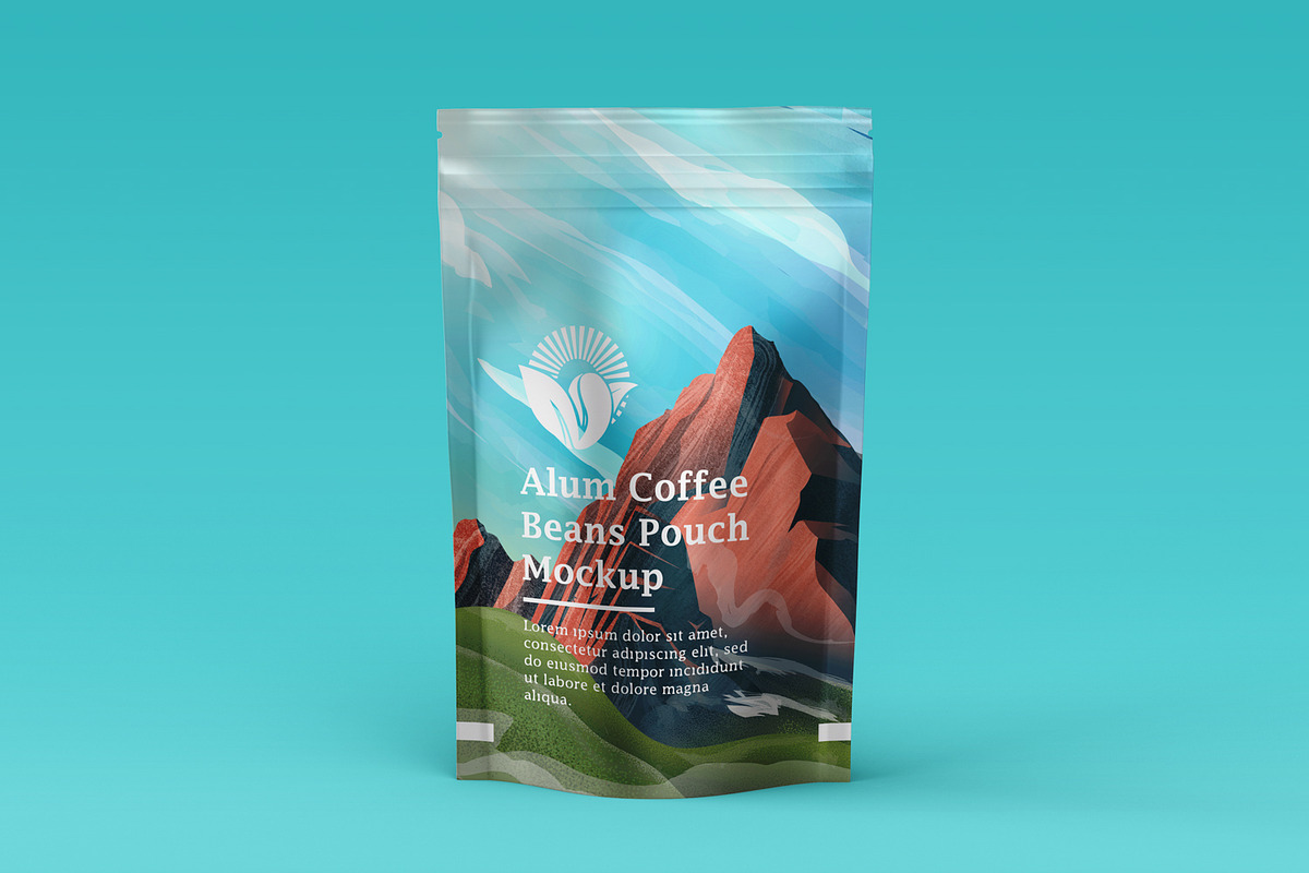 Aluminum Coffee Pouch Package Mockup, a Packaging Mockup by Ram Studio LLC (Photo 5 of 12)