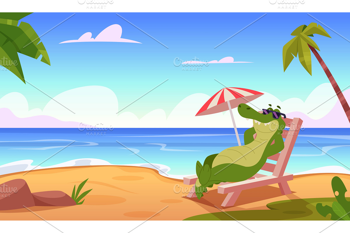 Crocodile mascot. Cute cartoon, an Animal Illustration by Onyx