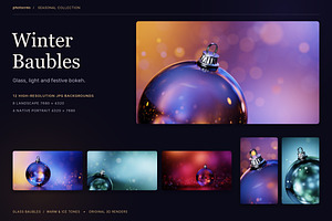 Winter Baubles - 12 JPG Backgrounds