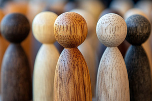 Wooden Figures Representing Diversity and Inclusion Concept, an Abstract Photo by Natalia Klenova's Shop