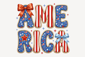 Preppy America PNG, Coquette, a Seasonal Illustration by Sublimation Artist
