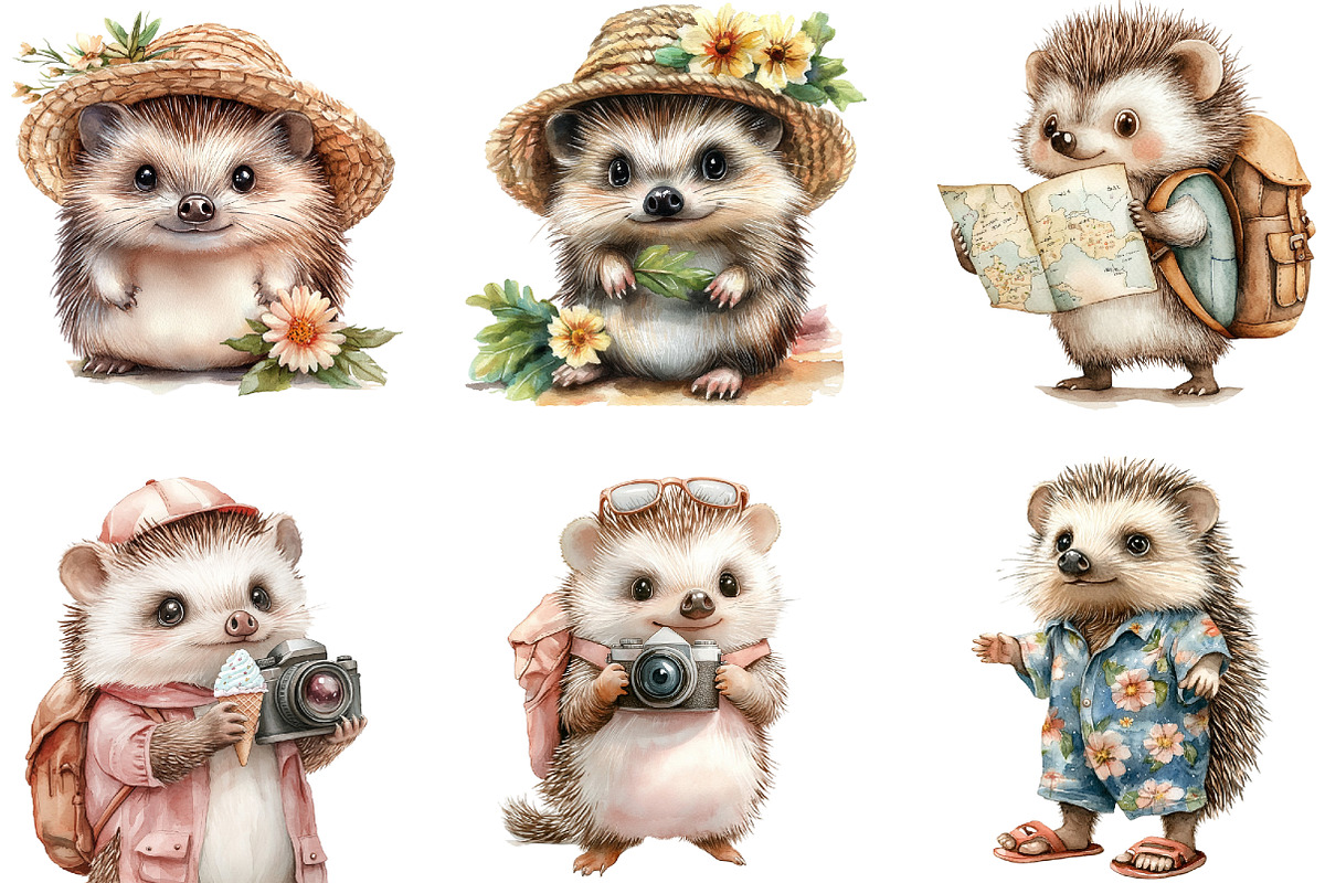 Summer Hedgehog Clipart, an Illustration by DreamArtGraphic (Photo 2 of 4)
