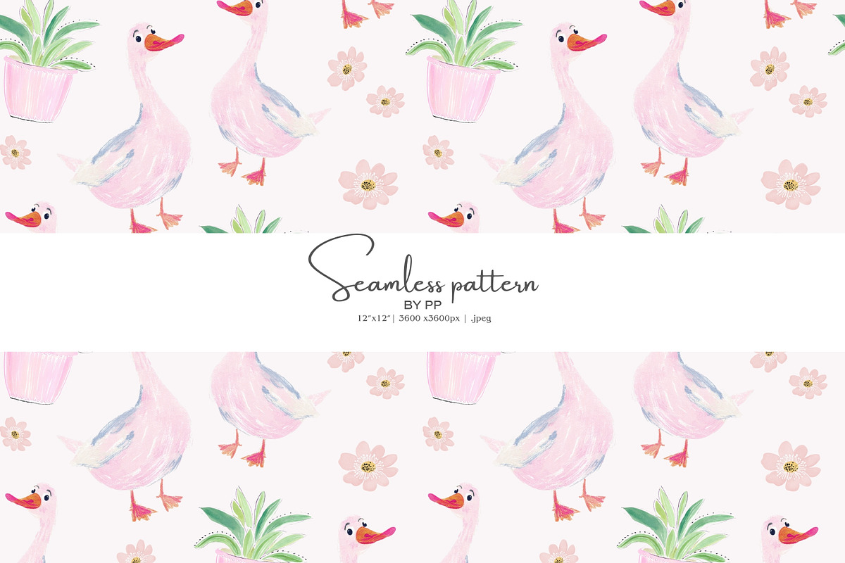 duck seamless pattern, a Pattern Graphic by Pink Studio Art (Photo 1 of 5)