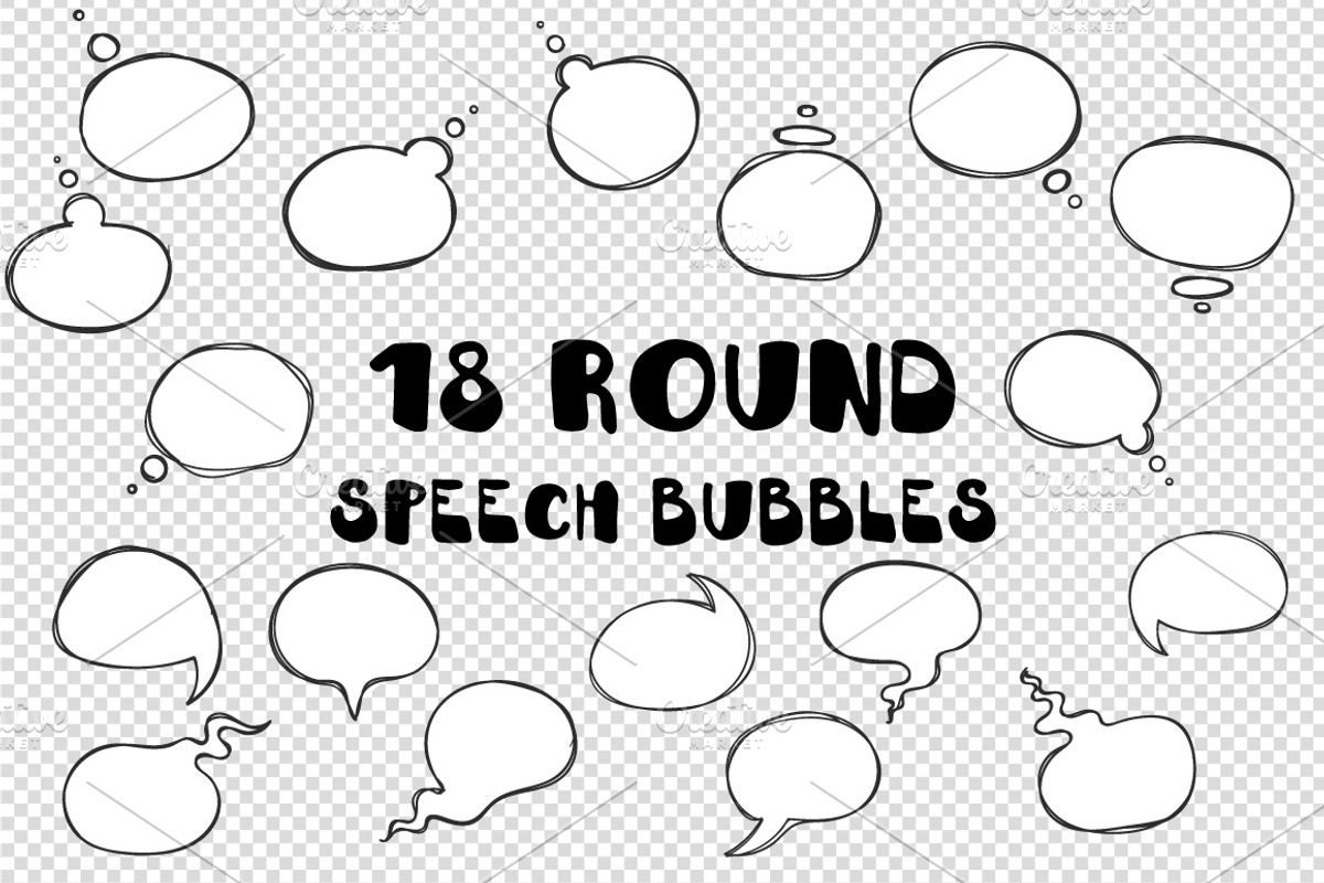 Hand drawn round speech bubbles, an Object Graphic by MaryHat Shop (Photo 1 of 5)
