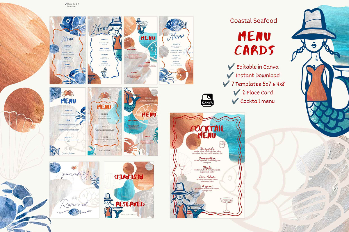 Mediterranean Menu Template & DIY, a Card Template by Alisa Mikibith Art (Photo 3 of 10)