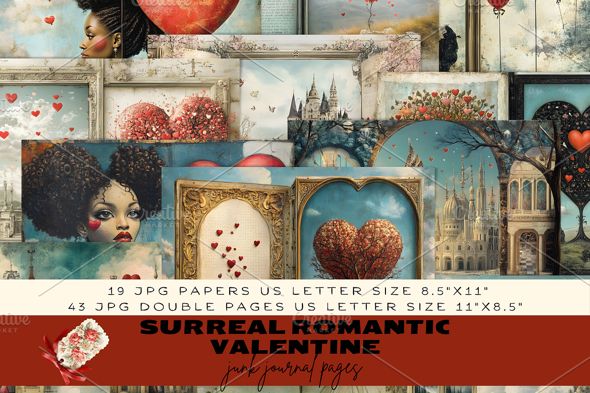 SURREAL VALENTINE JUNK JOURNAL KIT, a Seasonal Illustration by Daring Digies (Photo 1 of 7)