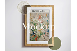 Wooden frame mockup close up