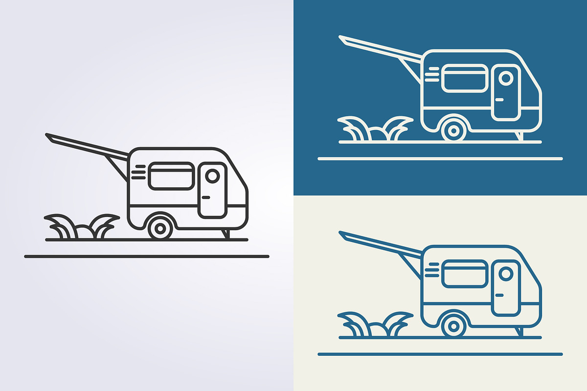 line icon of caravan vector logo, a Branding & Logo Template by Lodzrov