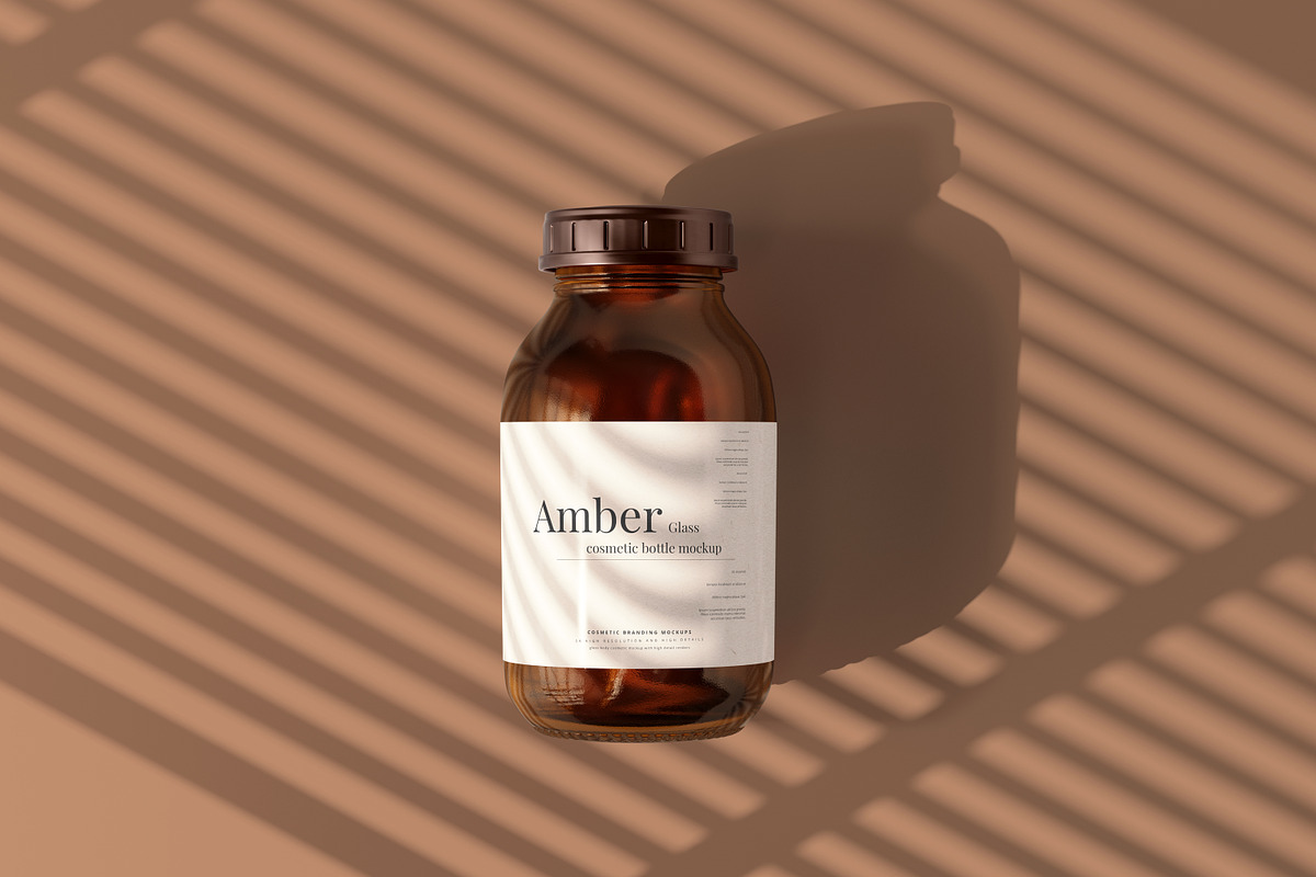 Amber Glass Jar / Bottle Mockups, a Cups & Container Mockup by pmvch (Photo 7 of 10)