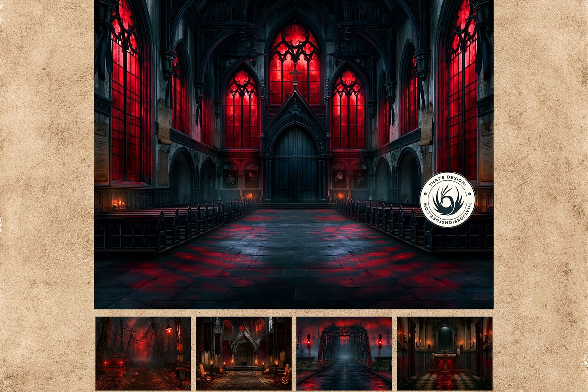 71 Halloween Horror Backdrops, a Seasonal Illustration by ThatsDesignArt (Photo 13 of 15)