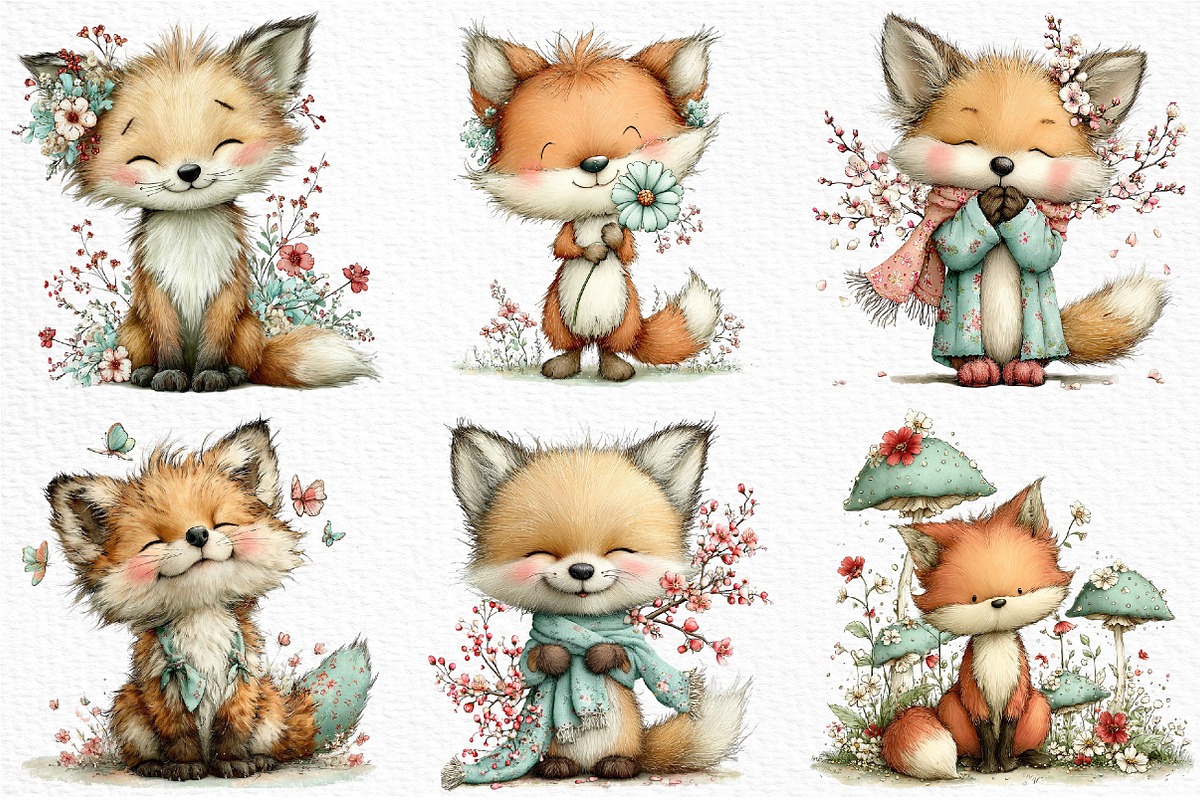 Whimsical Spring Fox Clipart, an Illustration by Craft Nest (Photo 5 of 11)