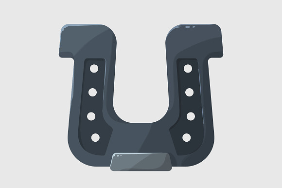 Stylized Shiny Steel Gray Horseshoe
