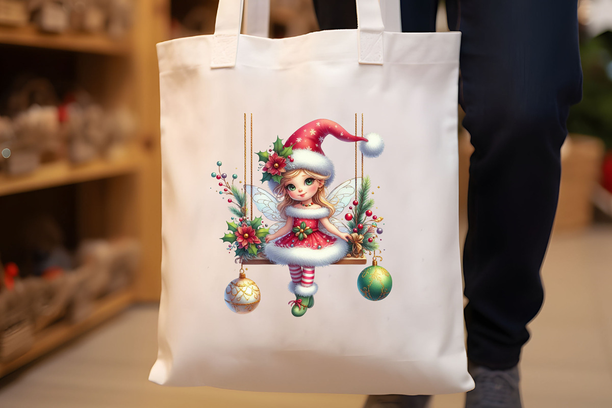 Christmas Fairy on Swing Sublimation, a Seasonal Illustration by Libby Wishes (Photo 5 of 5)
