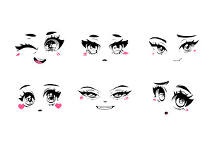 Kawaii facial expressions with anime, a Person Illustration by art PVP - market