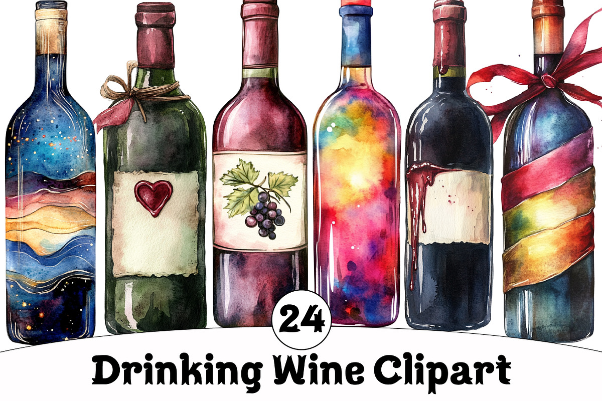 Drinking Wine Clipart, an Illustration by Design Market (Photo 1 of 4)