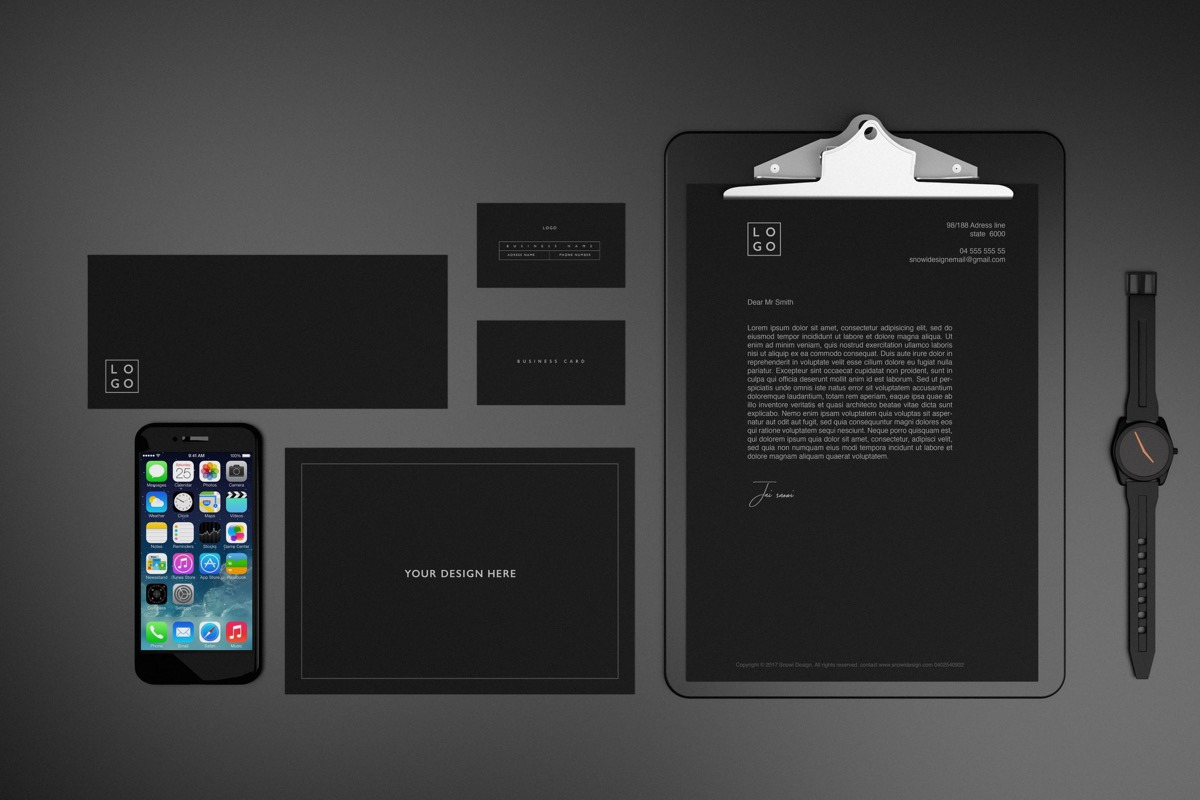 8 Minimal Black Stationary Mockups, a Print Template by S48 Mockups (Photo 2 of 4)