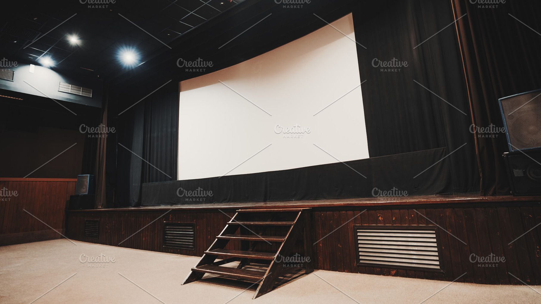Empty stage with projection screen, a Sports & Recreation Photo by SkyNext