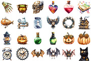 Watercolor Steampunk Halloween Clipa, an Illustration by Sublimation Artist (Thumbnail 2 of 6)